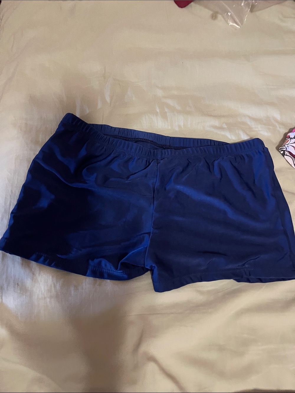 Women's Blue Elastic-Waist Satin Lounge Shorts
